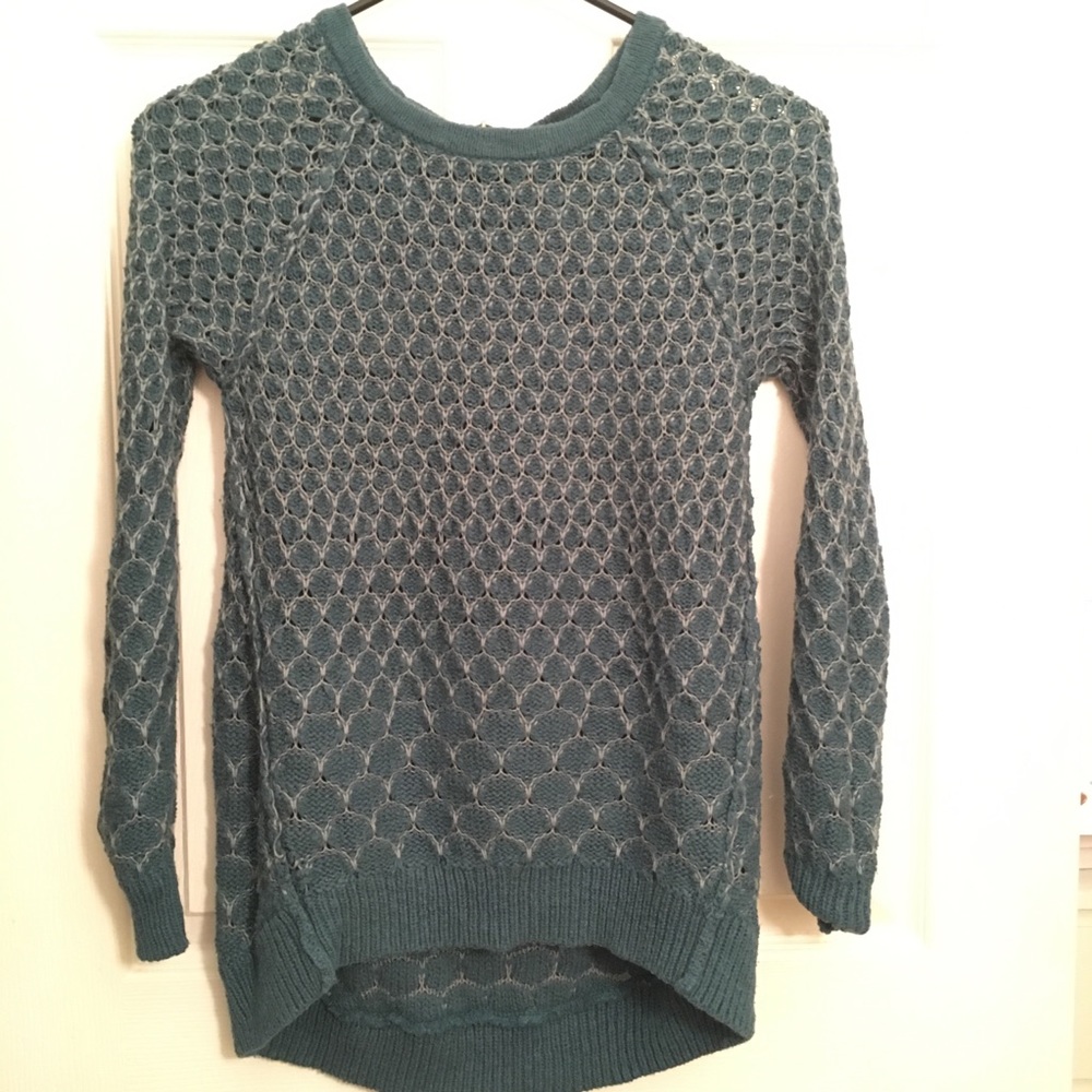 Anthropologie Back Zipper Blue Sweater